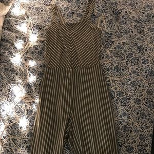 Stretchy Comfy Grey&White Striped Jumpsuit